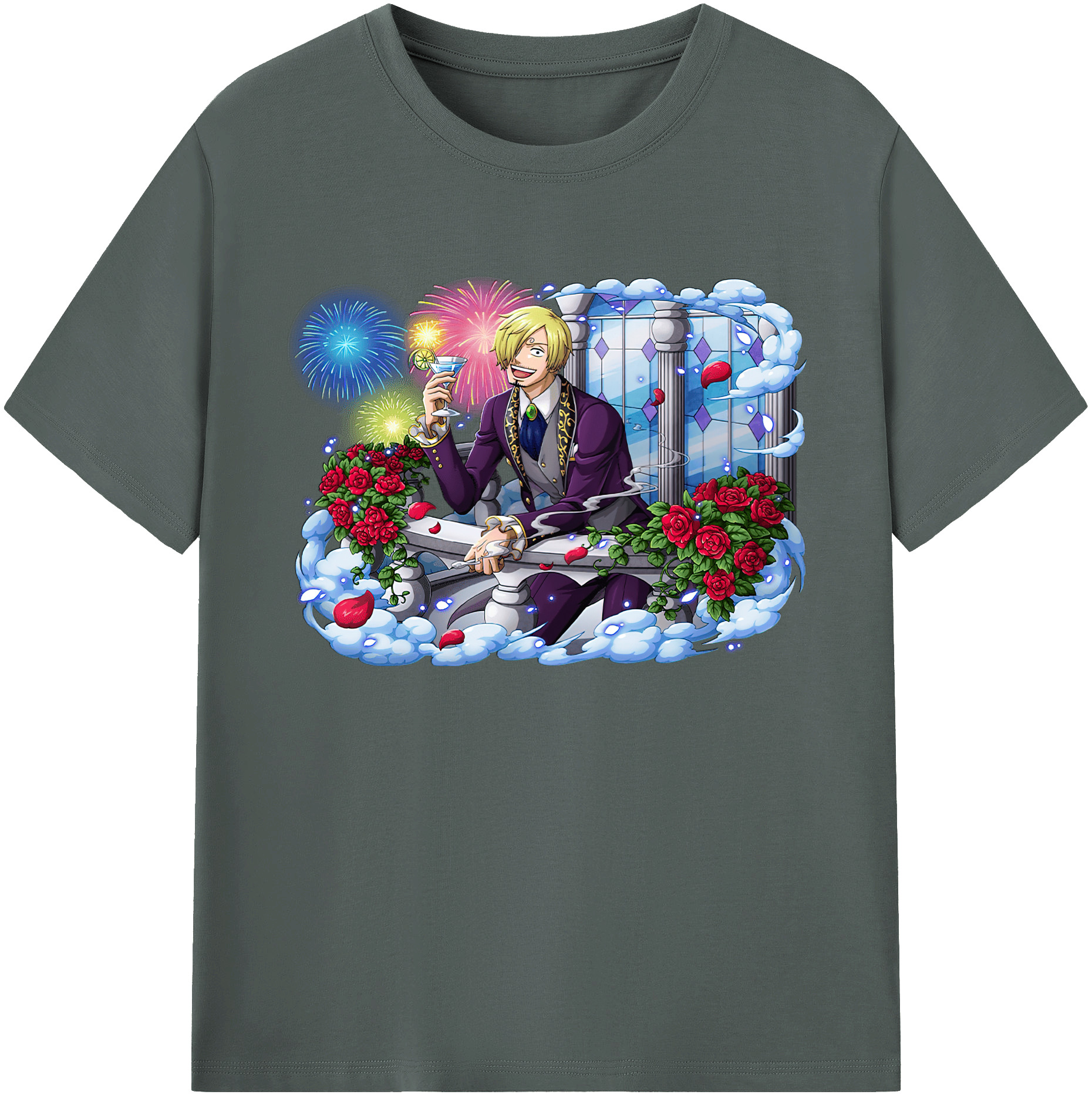 （画像用） ワンピース サンジ ONE PIECE Sanji 綿100％ メンズ半袖Tシャツ｜肌触りやわらか＆通気性